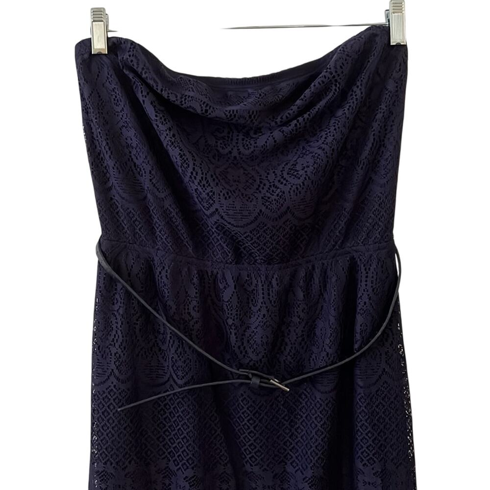 No Comment XL Navy Blue Lace Strapless Maxi Dress Juniors Beach Travel - Picture 2 of 8